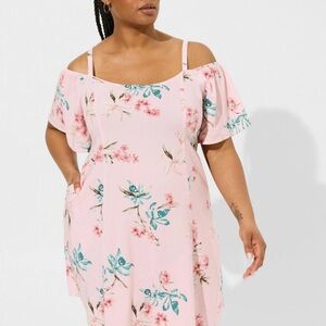Torrid Pink Floral Mini Dress Plus Size 3X